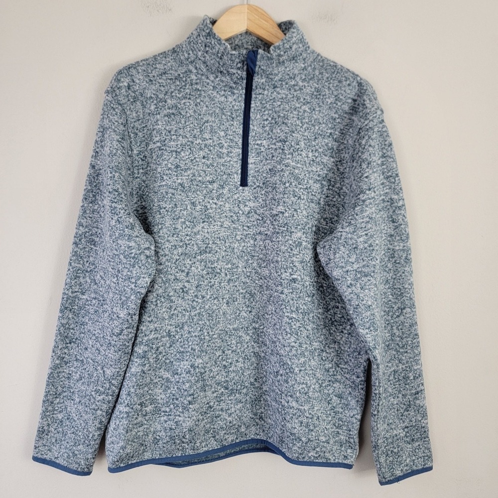 J. Crew Authentic Fleece 1/4 Zip Pullover Blue Sweater Sweatshirt Men's Lβ